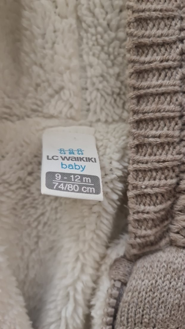 Bej Triko Erkek Bebek Kapüşonlu mont - Görsel 4