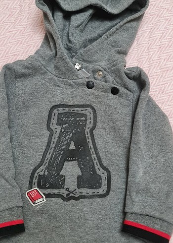 Düğmeli Gri Erkek Bebek Sweatshirt - Görsel 2