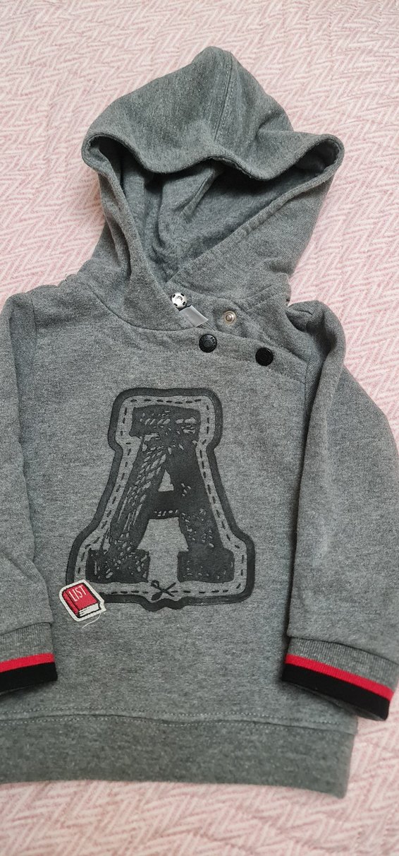 Düğmeli Gri Erkek Bebek Sweatshirt - Görsel 2