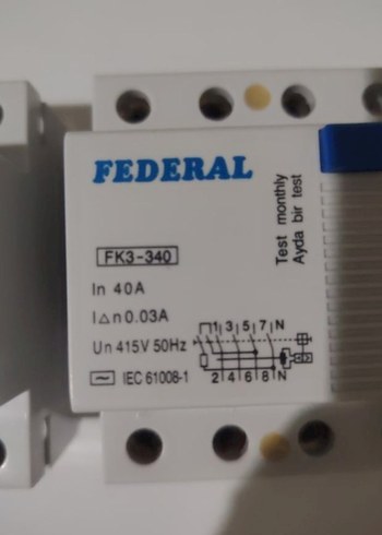 3 adet FEDERAL 40A Beyaz Gri Elektrik Kesici - Görsel 3