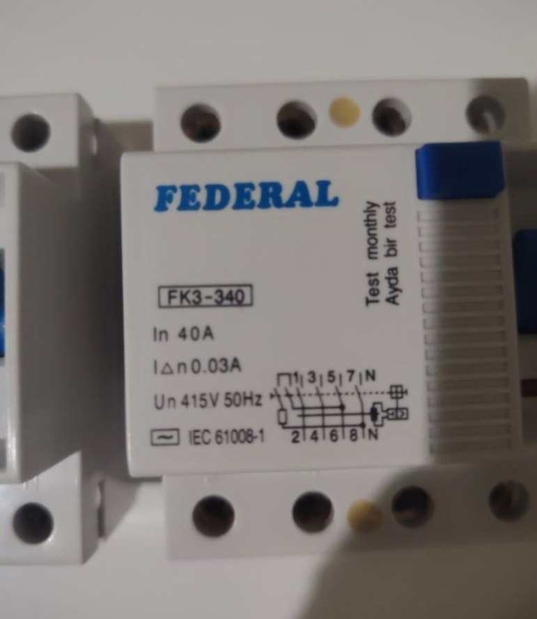 3 adet FEDERAL 40A Beyaz Gri Elektrik Kesici - Görsel 3