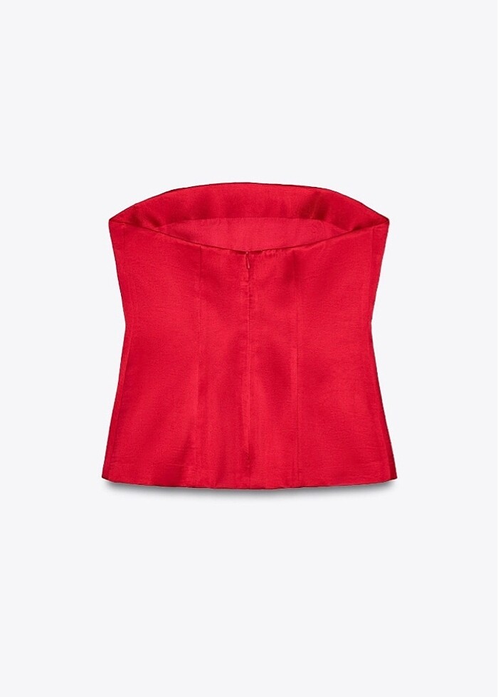 ZARA Açık Omuzlu Saten Top - Görsel 2