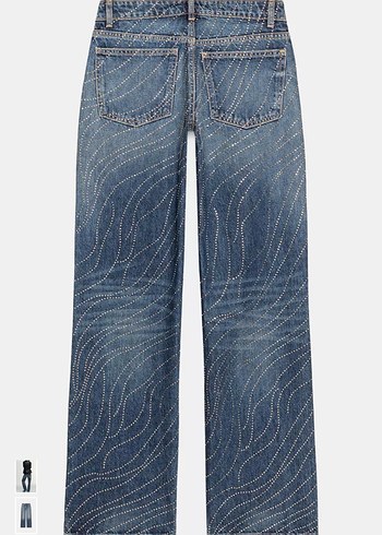 TRF geniş paça düşük bel payetli jean - Görsel 3