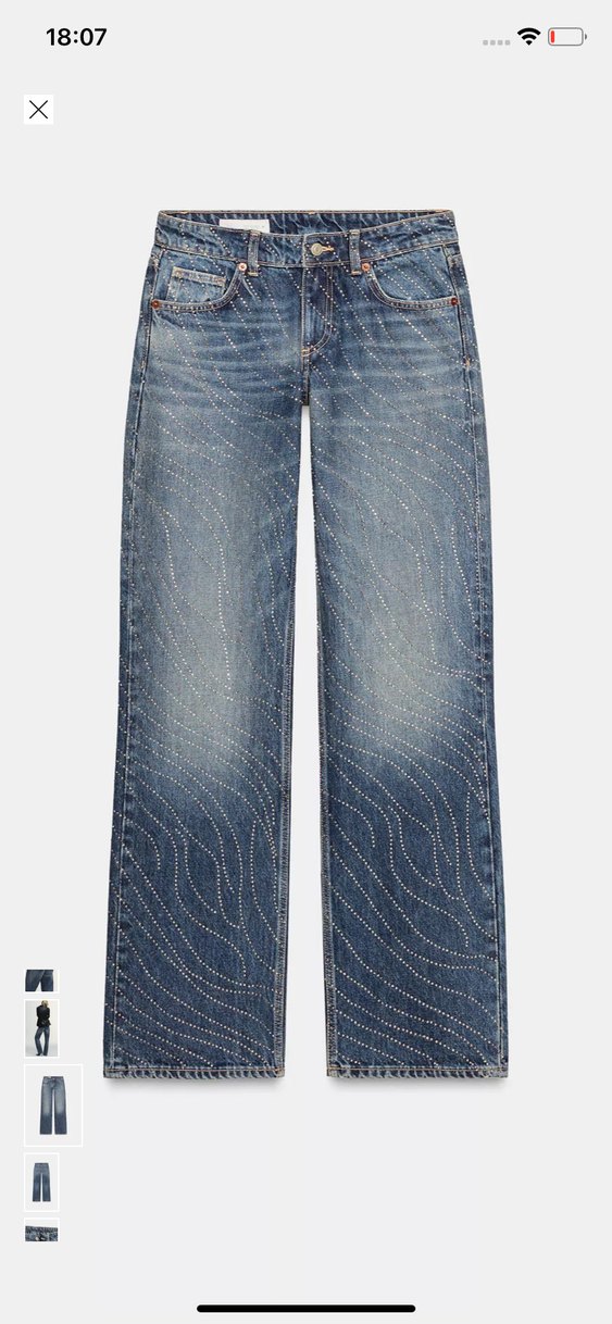 TRF geniş paça düşük bel payetli jean - Görsel 2