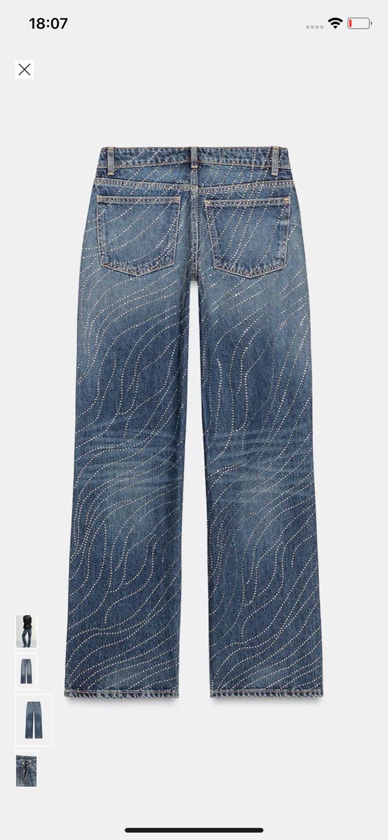 TRF geniş paça düşük bel payetli jean - Görsel 3