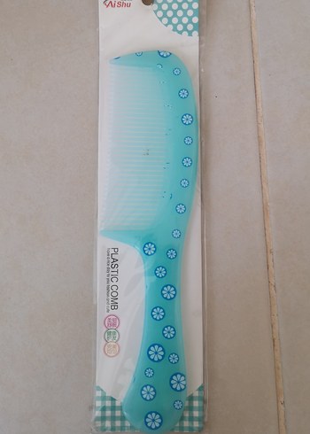 Çiçek Desenli Mavi Plastik Tarak