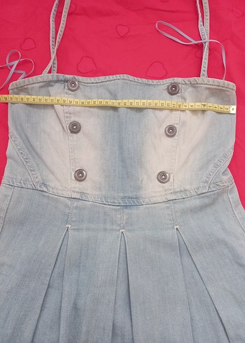 s Beden Düğmeli Gri Denim Midi Elbise