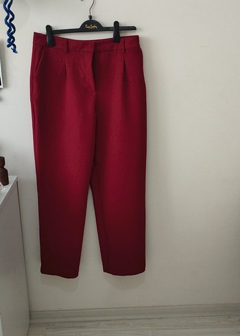 Zara Bordo Midi Kadin Kumas Pantolon