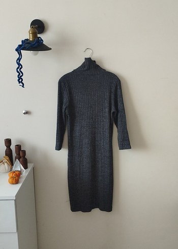 Batik Gri Uzun Kollu Triko Elbise - Görsel 4