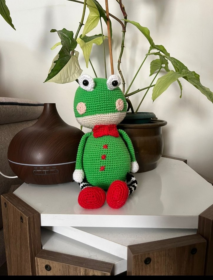 Amigrumi Renkli Örgü Kurbağa Oyuncak - Görsel 2
