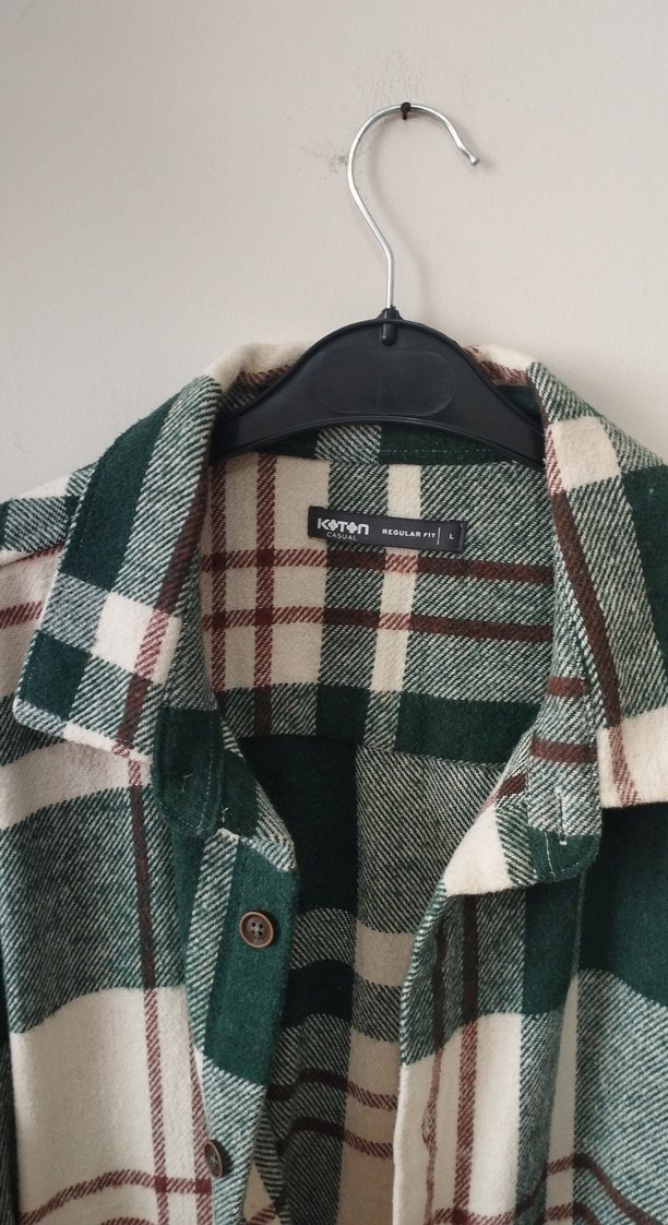 Düğmeli Yeşil Ekose erkek Gömlek - Görsel 2