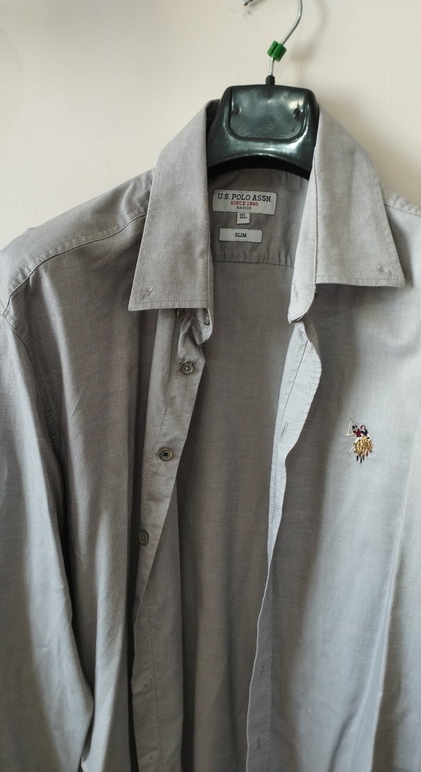 Erkek Gri Düğmeli Gömlek - Görsel 4