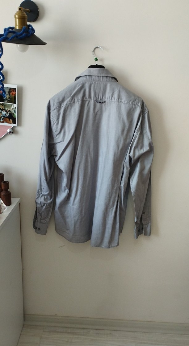 Erkek Gri Düğmeli Gömlek - Görsel 3