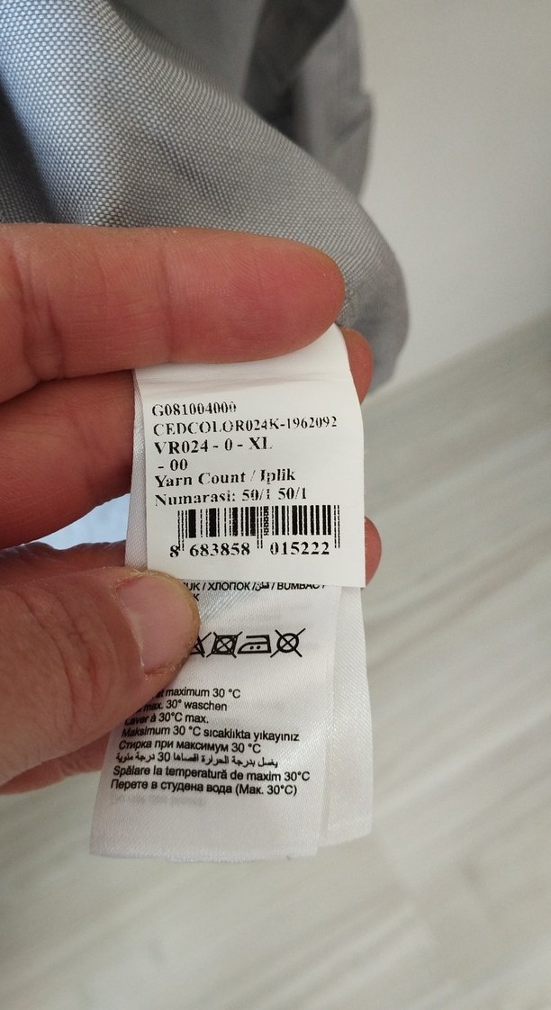 Erkek Gri Düğmeli Gömlek - Görsel 5