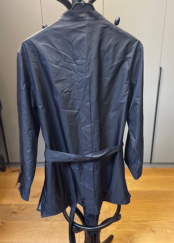 Kemerli Siyah Midi  Yağmurluk - Görsel 3