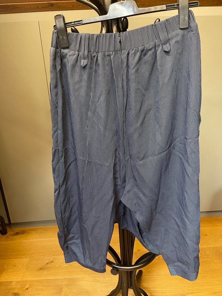 Linen Pilili Mavi Midi Hamile Eteği - Görsel 3