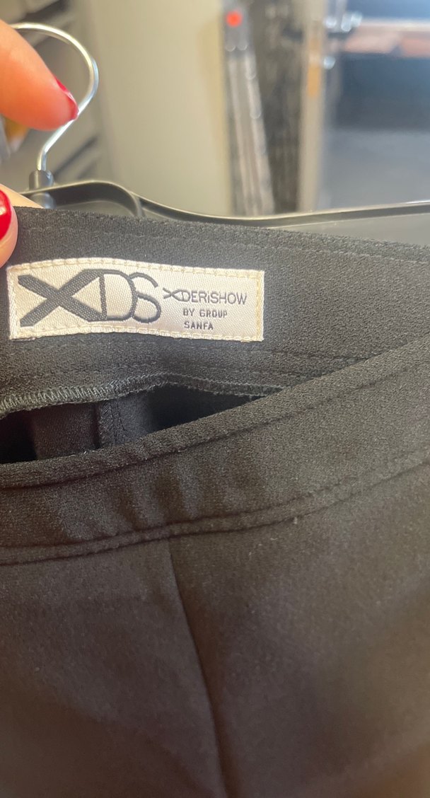 Siyah Kadın Kumaş Pantolon, Orta Boy, Kemerli - Görsel 3