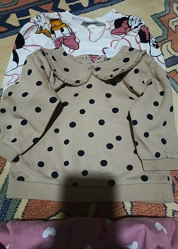 Kız Çocuk Pembe Uzun Kollu Baskılı Pamuklu Tişört - Görsel 2