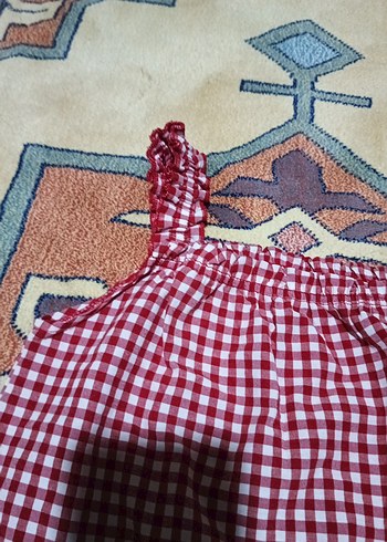 Kırmızı Nakışlı Kolsuz Kız Elbisesi - Görsel 3