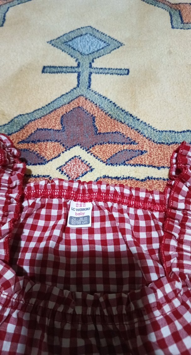 Kırmızı Nakışlı Kolsuz Kız Elbisesi - Görsel 5