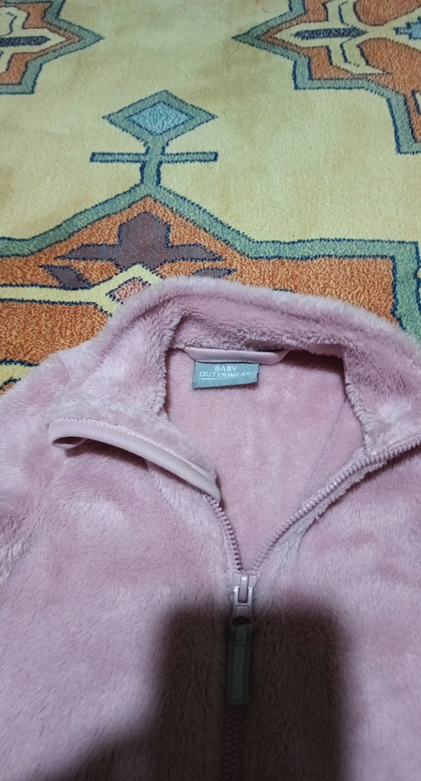 Kız Çocuk Pembe Peluş Ceket - Görsel 2