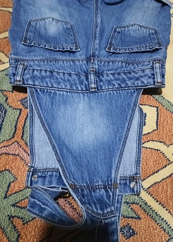 Kızlar için Mavi Denim Askılı Tulum - Görsel 6