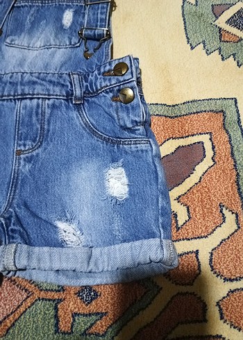 Kızlar için Mavi Denim Askılı Tulum - Görsel 2