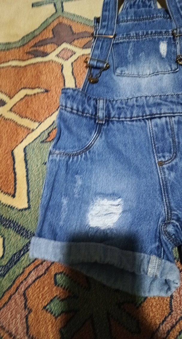 Kızlar için Mavi Denim Askılı Tulum - Görsel 3