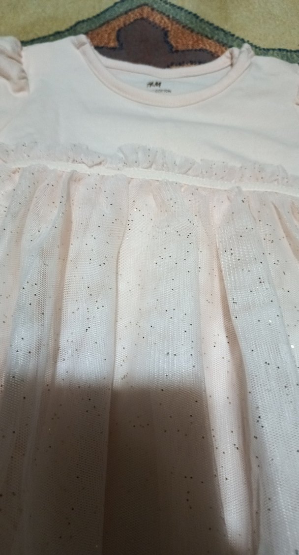 Kız Çocuk Beyaz Pamuklu Kısa Kollu Elbise - Görsel 5