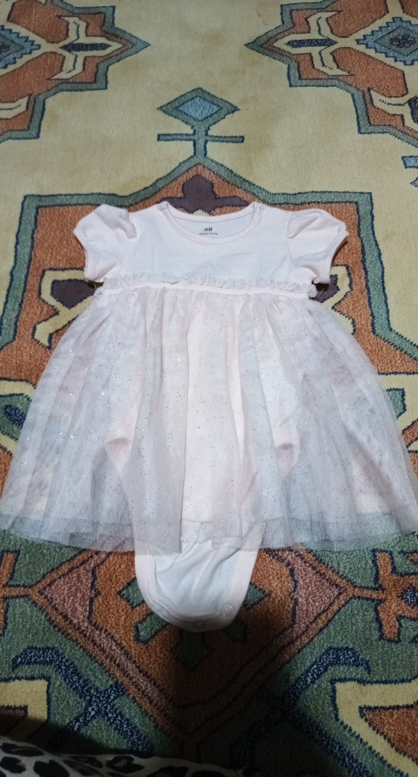 Kız Çocuk Beyaz Pamuklu Kısa Kollu Elbise - Görsel 2