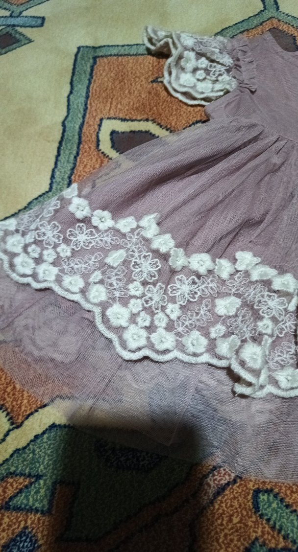 Kız Çocuk Pastel Mor Dantel Detaylı Elbise - Görsel 4