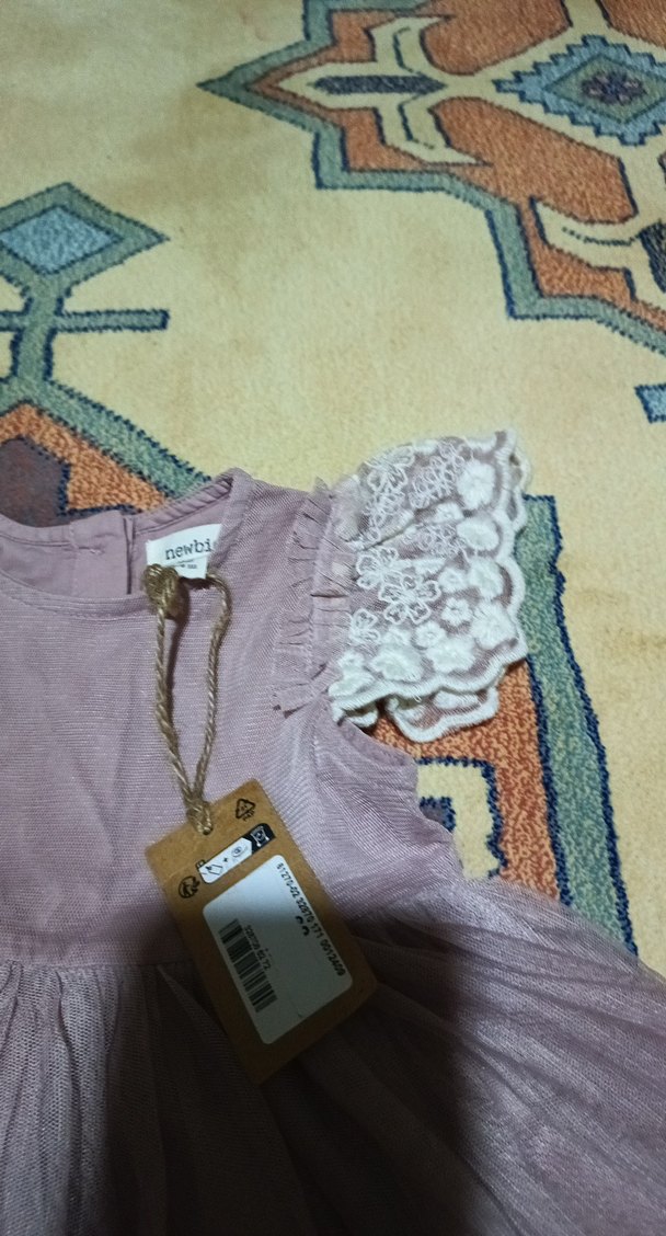 Kız Çocuk Pastel Mor Dantel Detaylı Elbise - Görsel 2