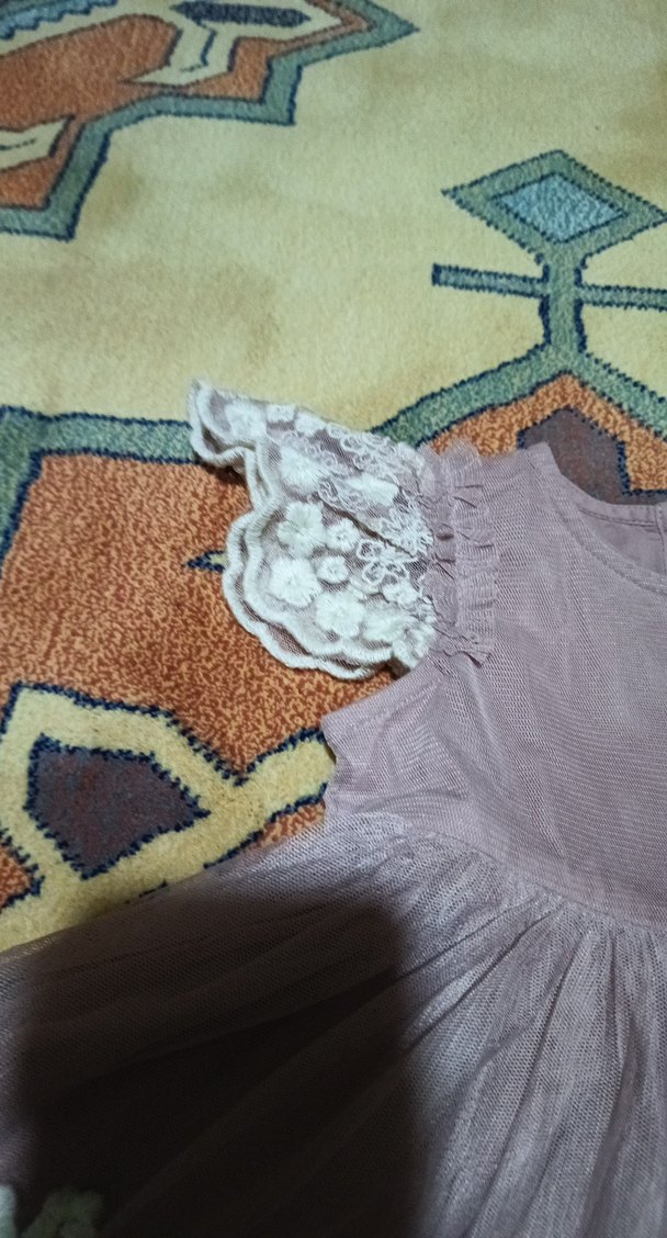 Kız Çocuk Pastel Mor Dantel Detaylı Elbise - Görsel 3