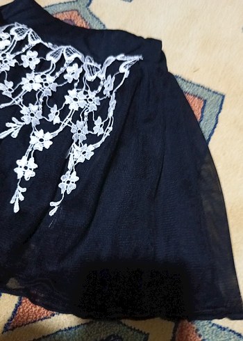 Kız Çocuk Siyah Nakışlı Dantel Etek - Görsel 2