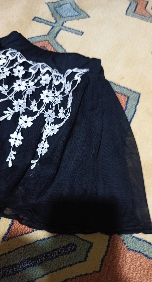 Kız Çocuk Siyah Nakışlı Dantel Etek - Görsel 2