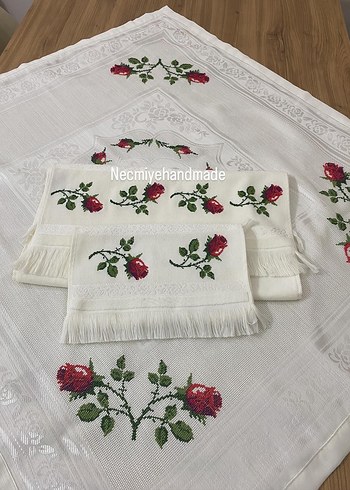 Nakışlı Beyaz Bohça Seti - Görsel 2