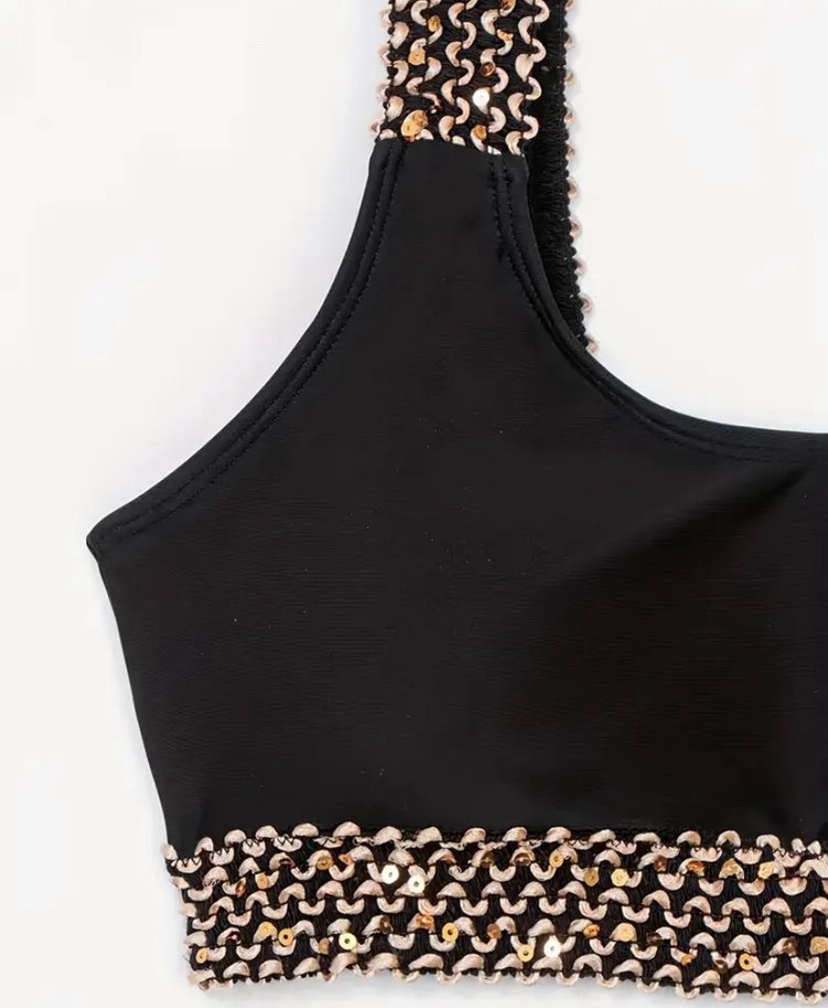 Nakışlı Siyah Mini Bikini - Görsel 2