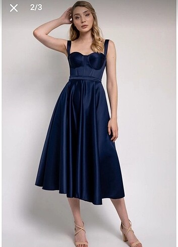 Lacivert lenta moda elbise 