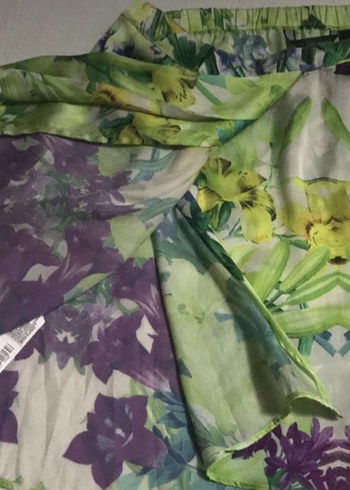 s Beden çeşitli Renk Mango,Çiçek Desenli Drapeli Mini Etek