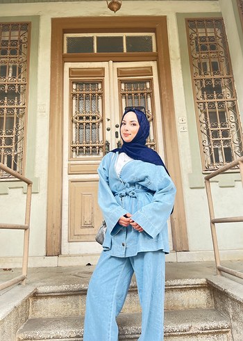 Mavi Batik Desenli Uzun Kot Takım - Görsel 2