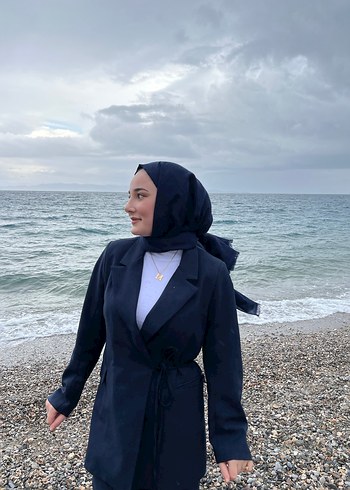 Uzun Lacivert Kadın Takım Elbise - Görsel 3