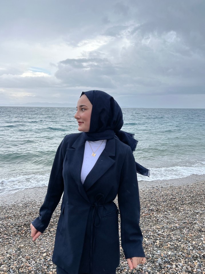 Uzun Lacivert Kadın Takım Elbise - Görsel 3