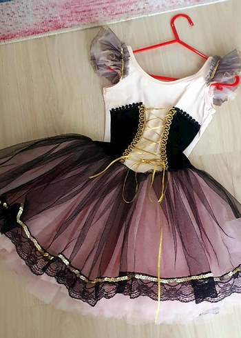 5 Yaş Beden Pembe ve Siyah Gotik Abiye Elbise