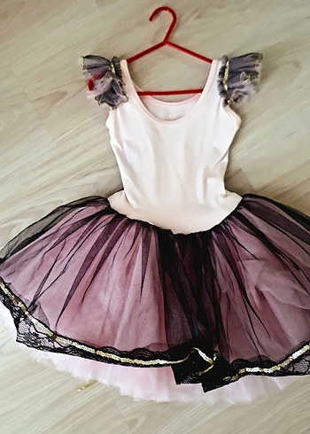 5 Yaş Beden pembe Renk Pembe ve Siyah Gotik Abiye Elbise