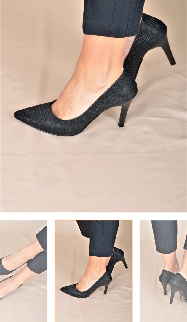 Siyah simli Desenli Stiletto Topuklu Ayakkabı - Görsel 2