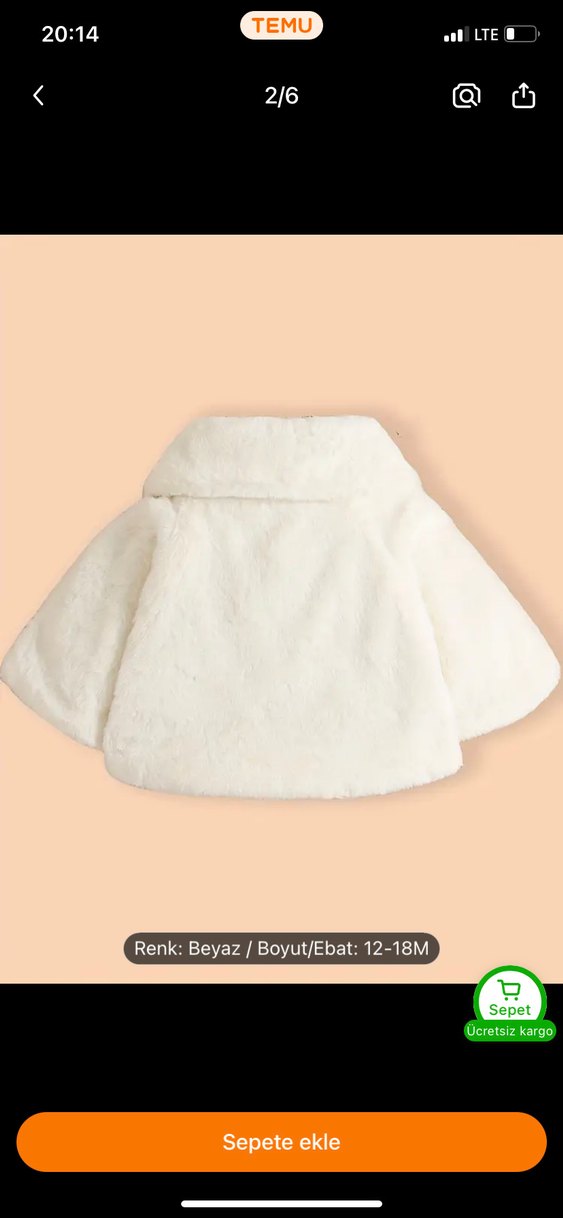 Beyaz Kürk Detaylı Kız Bolero - Görsel 3