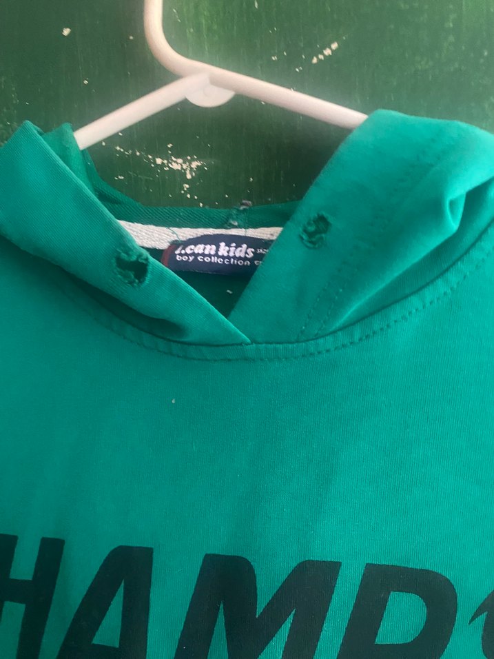 Erkek Yeşil Kapüşonlu Sweatshirt - Görsel 2