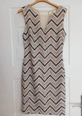 Bej Nakışlı V Yakalı Midi Bohem Elbise - Görsel 5