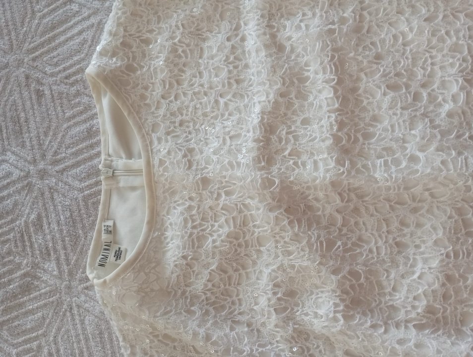 Parlak Beyaz Mini Düğün Elbisesi - Görsel 3