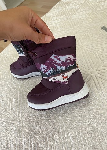 Bordo Kız Çocuk Yılan Desenli Kürklü Bot - Görsel 2